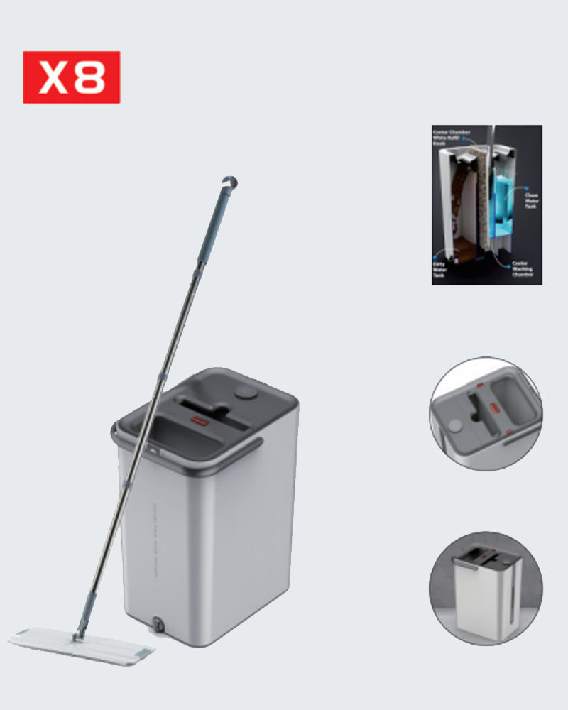 X8 Hands-Free Flat Mop Bucket Set